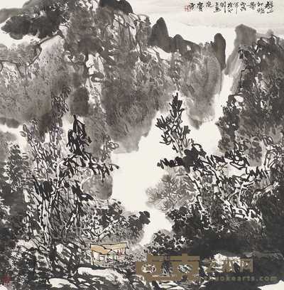 穆庆东 2006年作 群山初晓图 立轴 69×69cm